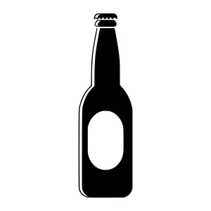 Black Beer Bottle Icon - Simple Line Art