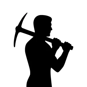 Silhouette Miner - Worker with Pickaxe