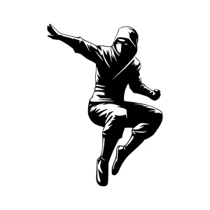 Silhouette Ninja Jumping - Vector Illustration