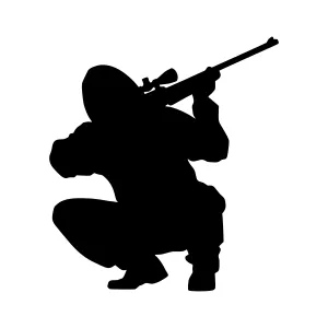 Silhouette Hunter Shooting Rifle - Black Vector