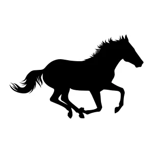Black Silhouette Horse Running - Vector Graphic