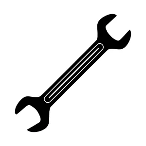 Black Wrench Icon - Simple Tool Vector