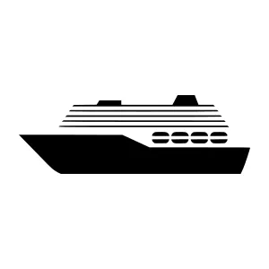 Black Cruise Ship Icon Vector Illustration