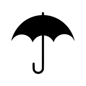 Black Umbrella Icon - Simple Silhouette