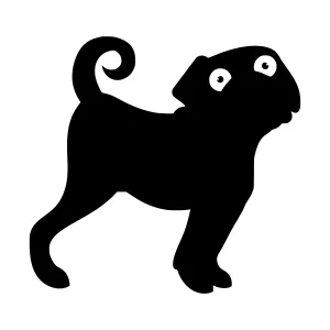 Cute Pug Silhouette Vector Illustration