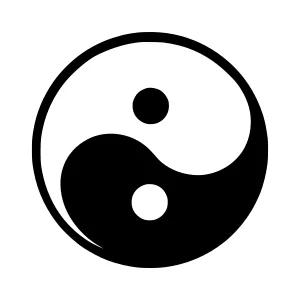 Yin Yang Symbol - Black & White Vector Icon