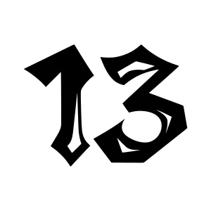 Black Number Thirteen Gothic Font Vector