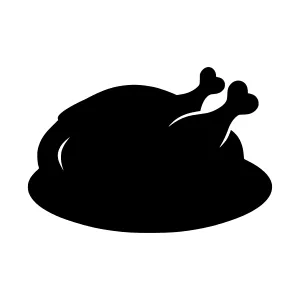 Roasted Turkey Silhouette - Black & White Vector