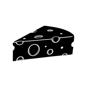 Cheese Slice Silhouette - Black & White Graphic