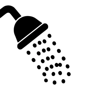 Shower Icon - Black Silhouette with Water Drops