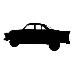 Vintage Car Silhouette Black on White