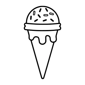 Ice Cream Cone Outline - Black & White Vector