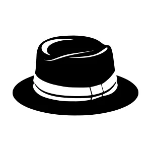 Black Fedora Hat Silhouette Vector Illustration