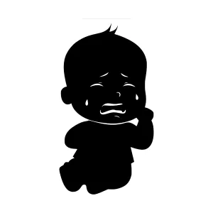 Silhouette Baby Crying - Black & White Illustration
