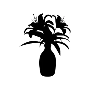 Floral Silhouette Vase - Elegant Black & White Design