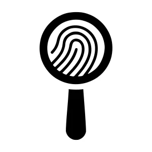Magnifying Glass with Fingerprint Icon - Vector Illustration