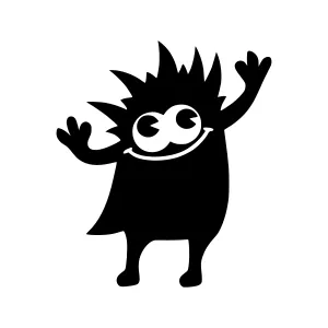 Cute Cartoon Monster Silhouette Vector Illustration