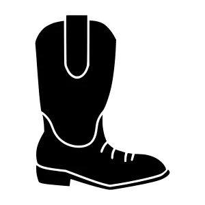 Silhouette Cowboy Boot - Black & White Vector