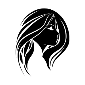 Black Silhouette Woman Profile Beauty Icon