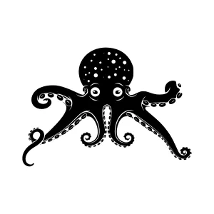 Black Octopus Silhouette Vector Illustration