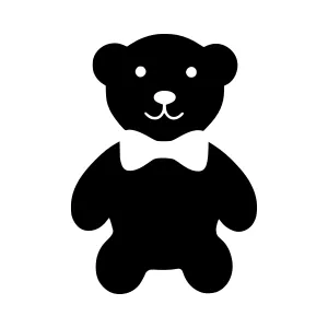 Cute Teddy Bear Icon - Black Silhouette