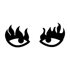 Flaming Eye Icon - Black Silhouette Design