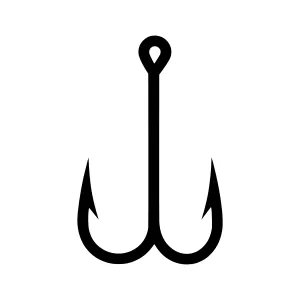 Fishing Hook Icon - Black Outline Vector