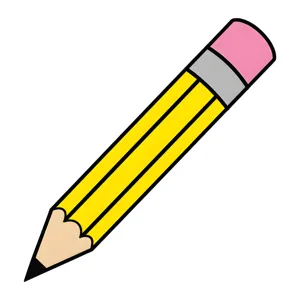 Cartoon Pencil Illustration - Yellow & Pink