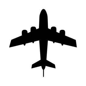 Airplane Silhouette Icon - Black on White