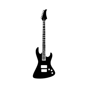 Black Electric Guitar Icon - Vector Illustration