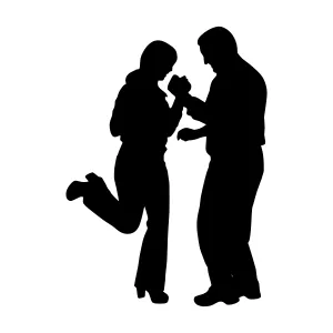 Silhouette Dancing Couple - Black Outline
