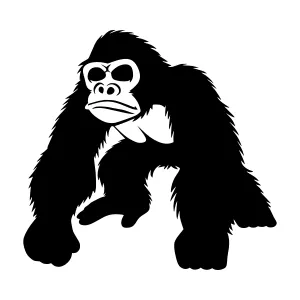 Silhouette Gorilla Illustration - Black & White Vector