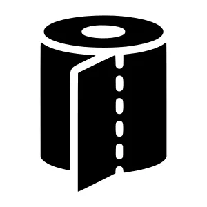 Toilet Paper Roll Icon - Simple Black & White