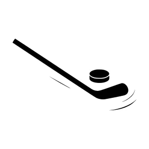 Hockey Stick Silhouette with Puck - Minimalist Icon