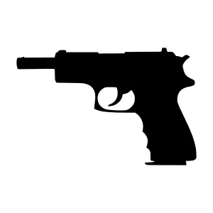 Silhouette Gun - Black on White