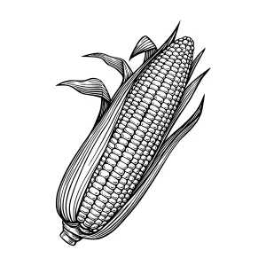 Vintage Corn Cob Illustration - Black & White