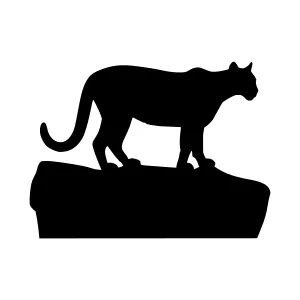 Silhouette Panther on Rock - Minimalist Vector