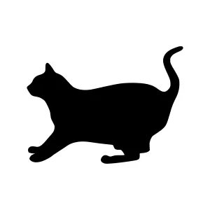 Silhouette Cat Running - Minimalist Vector