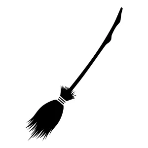 Black Witch Broom Silhouette Vector