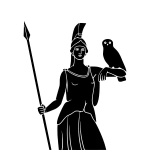 Spartan Warrior Goddess Athena with Owl - Vector Illustration