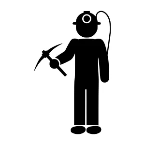 Miner Silhouette Icon - Mining Vector Illustration
