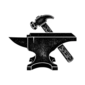 Vintage Black Anvil with Hammer - Industrial Icon