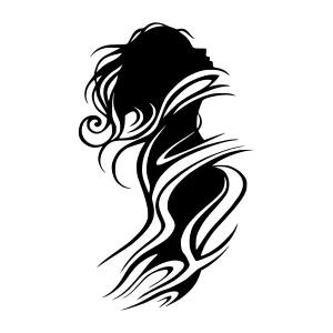 Black Silhouette Woman Hair Design Vector