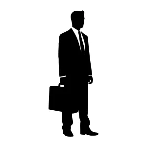 Silhouette Businessman Walking - Black Outline