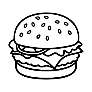 Burger Outline Icon - Food Illustration