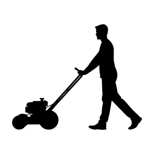 Silhouette Lawn Mower Operator