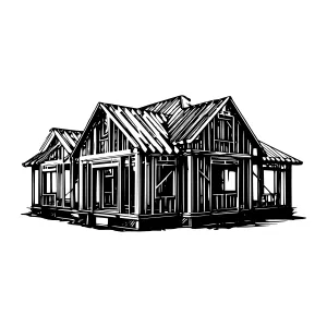 Black & White Cottage Sketch Illustration