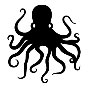 Black Octopus Silhouette Vector Illustration