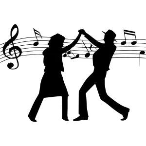 Silhouette Dancing Couple Music Notes