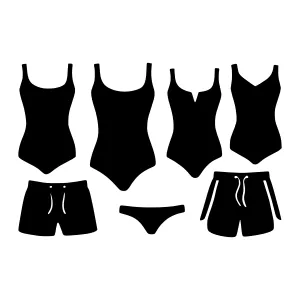 Swimsuit Silhouettes - Black Vector Graphics
